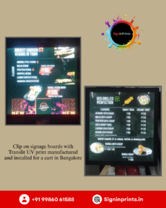 Clip on signboard manufacturer in Bangalore 